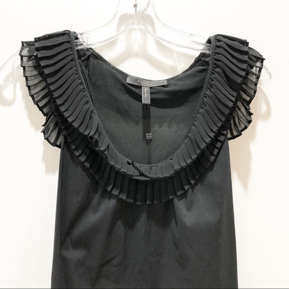 BCBG Black Top with Ruffle Neckline - NWT - Picture 2 of 5